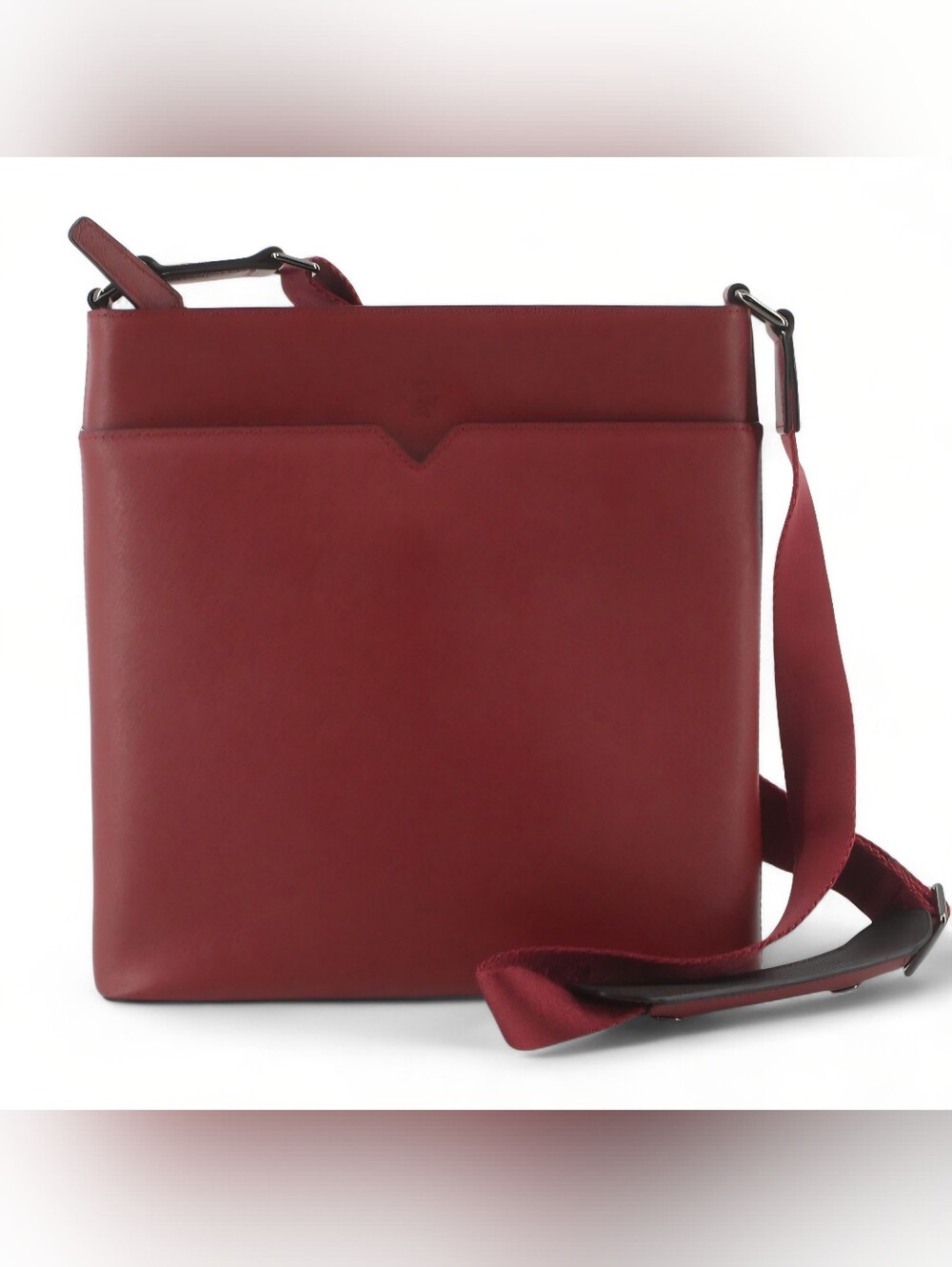 MCM RARE Sleek Burgundy Leather Crossbody Bag